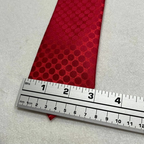 Countess Mara Men's Tie Necktie Polka Dot Geometric Circle Red Polyester - Picture 5 of 7